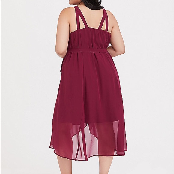 Nwt Torrid Burgundy Red Chiffon Strappy Dress - Picture 4 of 6